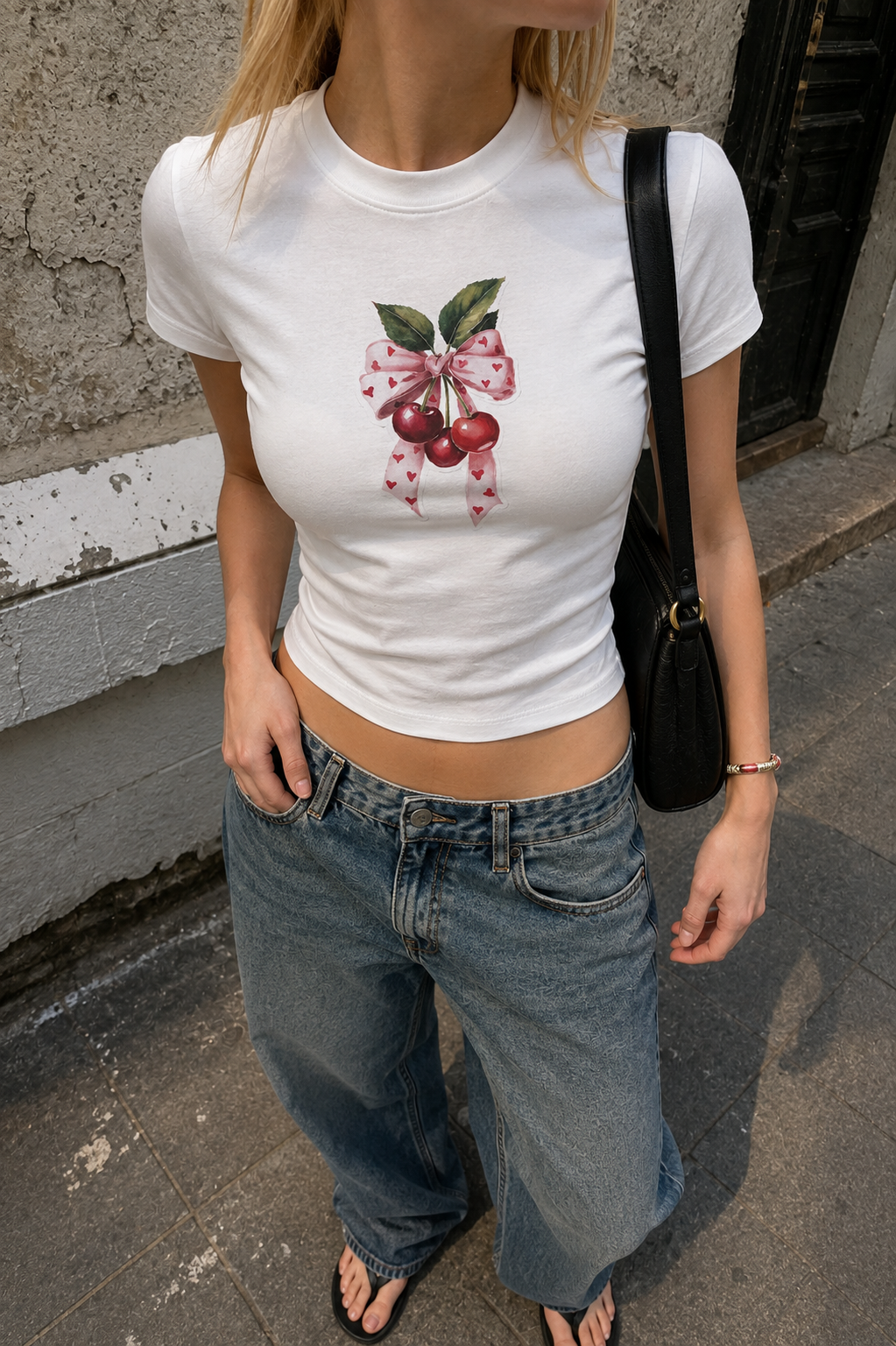 Cherry Bow Baby Tee